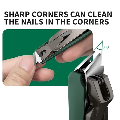 Nail Clippers with Catcher, 2-Pack Slanted & Curved Nail Clippers for Ingrown Toenails and Fingernails, Anti-Splash Nail Cutter for Men, Women, Seniors, Heavy-Duty Finger Nail Clippers Adult - style: Curved & Slanted