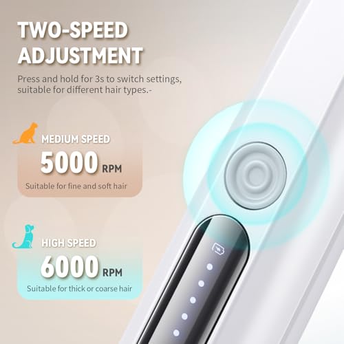 2026 New Pet Precision Trimmer, Dog Paw Trimmer with LED Light, Ultra Quiet | IP68 Waterproof, Dual-Speed Motor, Suit for Trimming Paw, Ear, Face, Butt, Eyebrows, USB Rechageble - color: White With Extra Blades