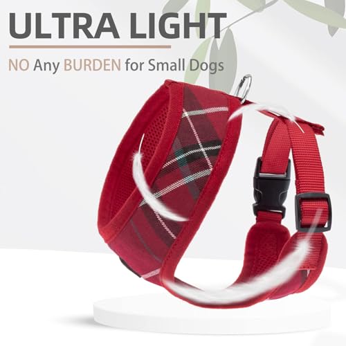 PUPTECK Soft Mesh Dog Harness and Leash Set Pet Puppy Cat Comfort Padded Vest No Pull Harnesses, Red, S - color: Red, size: S (NECK: 12", CHEST: 14"-18")