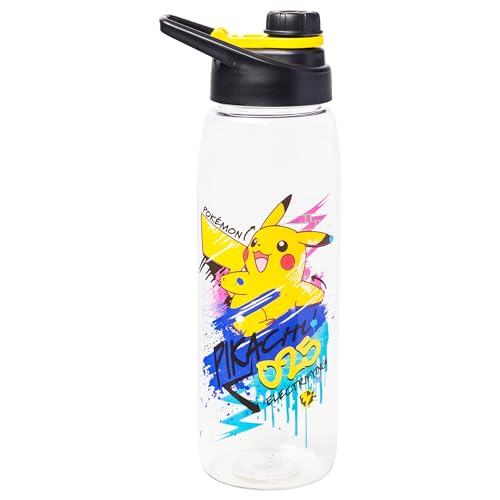 Silver Buffalo Pokémon Skate Graffiti Electrifying Pikachu Water Bottle with Screw-On Lid, 28 Ounces - color: Pokemon Electrifying Pikachu, size: 28 Ounces
