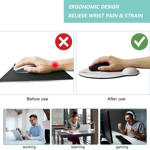 Mouse Pad with Wrist Support, Ergonomic Mouse Pad with Memory Foam Wrist Rest Cushion, Non-Slip Rubber Base Gaming Mice Pad for Home Office Computer Laptop, Beach - color: M32-Beach