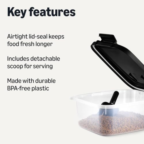 Amazon Basics Pet Food Storage Container, BPA-Free, Detachable Scoop, Secure Seal, 10lbs - size: 10lbs