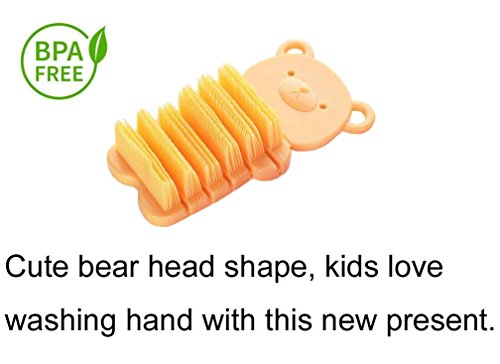 Baby Nail Brush, Kids Nail Scrubber Brush, Toddler Scrub, Yellow | Finger Nails Scrub Brush for Cleaning Fingernails Dirt Cleaner, Soft Bristle, For Baby Children, Cute Animal Bear Style - color: Yellow