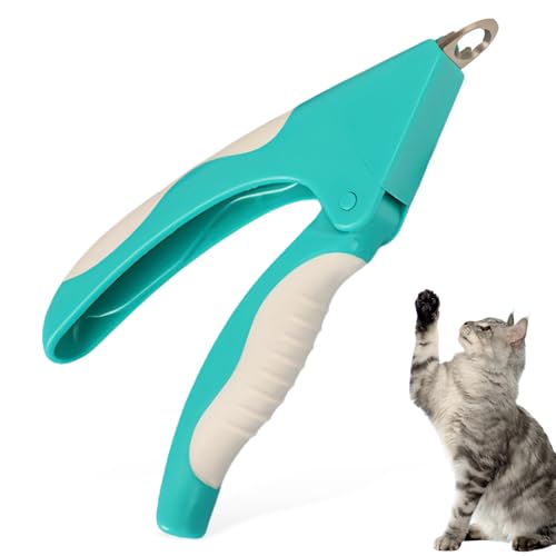 Teal Cat Nail Clipper with Guard Pet Nail Trimmers for Dogs&Cats | Stainless Steel Blade,TPR Overmolded Non-Slip Handle,Cat Nail Trimmer with Thick Nails,Cat Claw Clippers,Dog Nail Clippers