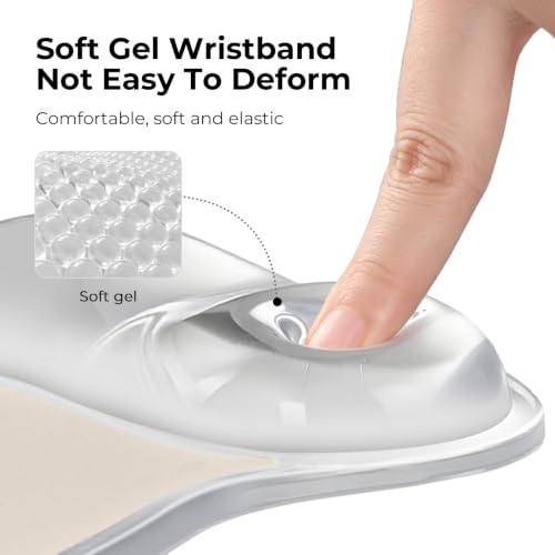 EooCoo Ergonomic Waterproof Mouse Pad with Gel Wrist Rest Support | Middle Concave Design for Natural Wrist Alignment, Non-Slip Base Mousepad, Carpal Tunnel Relief, Office Desk Accessories - color: Transparent White