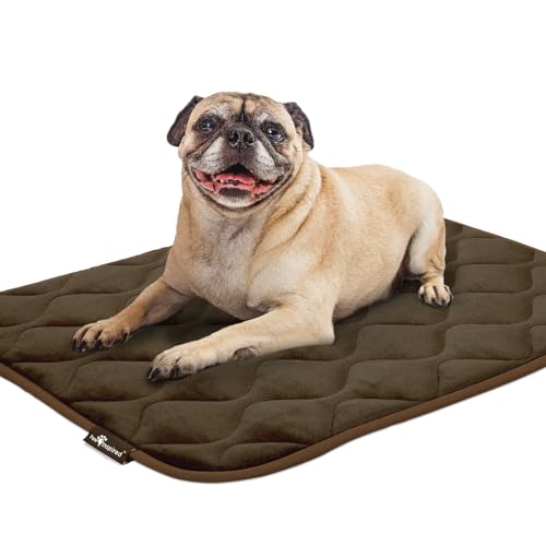 Paw Inspired Washable Padded Crate Mats for Dogs | 29” x 18” Pad, Fits 30-inch Kennels | Leakproof, Waterproof Bottom, Plush Pet Beds (Dark Brown) - color: Dark Brown, size: 30 Inch