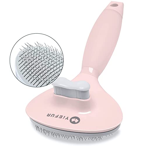 Cat Hair Brush, Soft Silicone Self Cleaning Brush for Short and Long Haired Cats, Pink Pet Grooming Comb, Cat Shedding Brushes | For Indoor Cats,Removes Loose Hair,Reduces Shedding,Soft Rounded Tips,Ergonomic Silicone Handle,Gentle Massage,Easy Grooming -