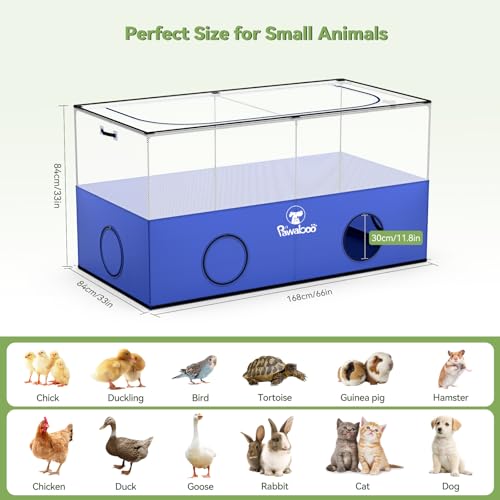 Pawaboo Small Animal Playpen, Foldable Pet Cage Tent, Blue | For Puppy Kitten Guinea Pig Rabbit Chicken Hamster, Indoor Outdoor Use, Breathable Mesh Wall and Bottom - color: Blue