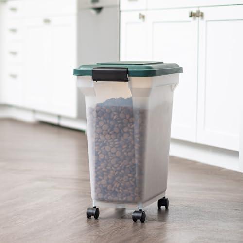 IRIS USA Airtight Pet Food Container, Up to 22 lbs, Green | Made in USA, BPA-Free, Rolling Wheels - size: 22 lbs