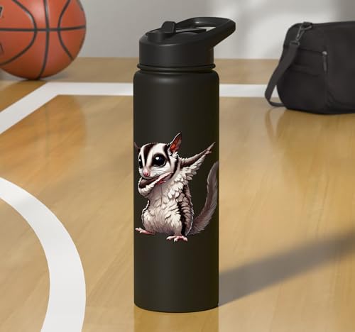 Sugar Glider, Dabbing | Kids, Girls, Boys | Sugar Glider Stainless Steel Insulated Water Bottle - color: Black