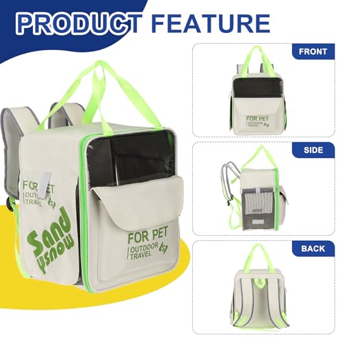 Pet Backpack Carrier, Portable and Ventilated, Oxford Cloth, Dogs Cats and Small Animals Travel Bag 13.39" Up to 16.5 Lbs, (Beige), Intended for Hiking/Camping/Traveling - color: Beige, size: 13.39"