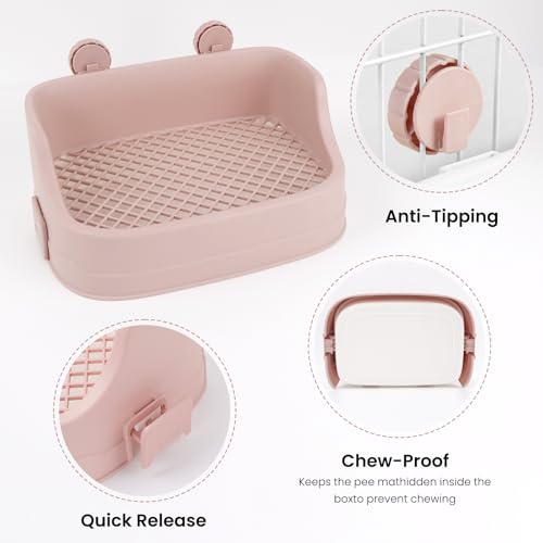 Rabbit Litter Box, Bunny Litter Box, Removable Top and Base, Pink | Removable Top and Bottom, Easy to Assemble and Clean, Suitable for Adult Rabbits, Guinea Pigs and Other Small Pets - color: Pink, size: 14" × 9.5" × 6"