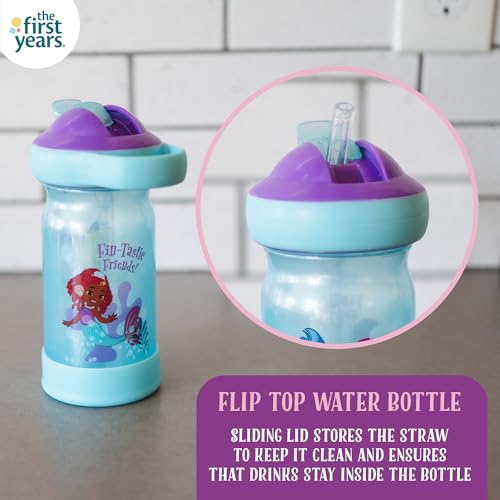 The First Years Disney Ariel Toddler Water Bottle - Spill Proof Disney Princess Water Bottles with Protective DropGuard - Dishwasher Safe - 12 Oz - Ages 2 Years and Up - style: The Little Mermaid