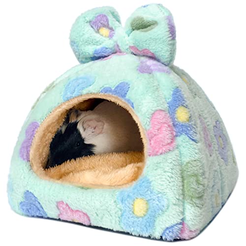 Guinea Pig Hideout House, Cozy Chinchilla Bed, Washable | Cute Habitat Cage Accessory, Warm Hideaway for Small Pets Ferrets Hedgehogs - color: Green