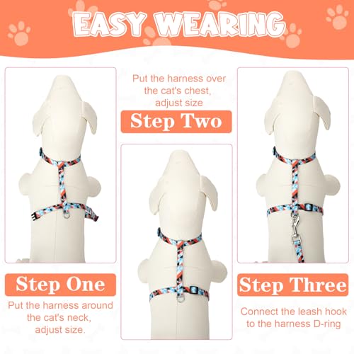 2 Pack Cat Harness and Leash Set Escape Proof Adjustable Cat Harness | Lightweight Soft and Comfortable for Small Medium Cats Walking and Travel - color: Bohemia