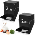 2 Pcs Rabbit Feeder for Cages Small Animal Food Pellet Dispenser with Lid Metal Chicken Grit Oyster Shell Squirrel Feeders Outside(4.7 Inches,Mesh Bottom,Black) - color: Black, size: 4.7 Inches, style: Mesh Bottom