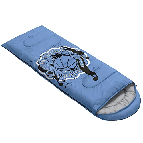 QOOMO Camping Sleeping Bags,3 Season Warm & Cool Weather,Lightweight,Waterproof Sleeping Bags for Adults & Kids,Traveling,and Outdoors,Camping Gear Equipment - color: Baseketball 4