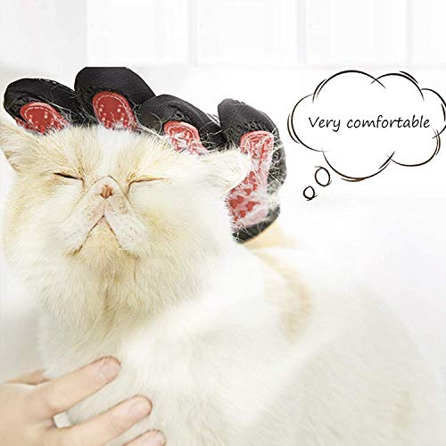 Pet Grooming Glove Hair Remover Brush Gentle Deshedding Efficient Pet Mitt Pet Massage Gloves Left & Right Hand Draw Dogs Cats Horses Long Short Fur (1Pair Left & Right Hand) - color: Red