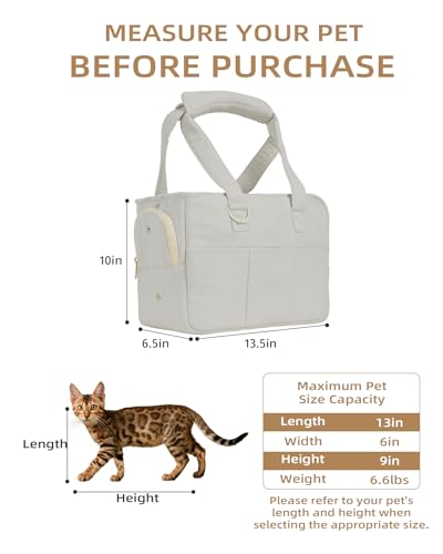 ONECUTE Dog Purse Carrier for Small Dogs Rabbit cat with Large Pockets, Cotton Bag, Dog Carrier Soft Sided, Collapsible Travel Puppy Carrier (Grey, 13.6" L x 6.5" W x 10" H) - color: Grey, size: 13.6"L x 6.5"W x 10.0"H