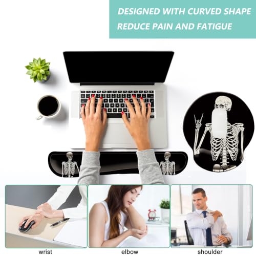 Keyboard Wrist Rest Pad Mouse Pad with Wrist Support Set of 3, Mousepad with Non-Slip Rubber Base, Ergonomic Memory Foam Mouse Wrist Cushion Support for Home Office Laptop Computer, Human Skeleton - color: Human Skeleton