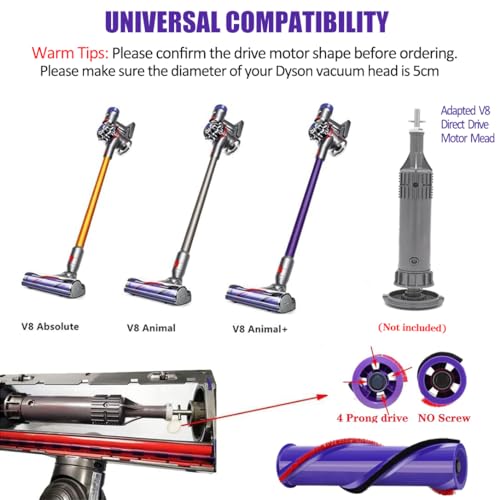 V8 Replacement Parts for Dyson V8 Animal Cordless Vacuum Roller Brush Accessories, V8 Absolute Motor Head Roller Brush Replacement Attachments, Part No.967485-01 - size: V8 Roller Brush