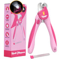 LED Dog Nail Clippers with Light Illumination, Trimmers with Protective Guard, Safety Lock and Nail File - Suitable for Large and Small Dogs & Cats (Pink) - color: Pink, size: Medium-Large (LED)