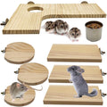 8 Pcs Wooden Hamster Cage Platform Set Wood Juvenile Chinchilla Shelves, Squirrel L-Shape Corner Ledge with Hole Cooling Standing Board Rat Cage Accessories for Gerbil Small Animal Climbing - size: 8PCS