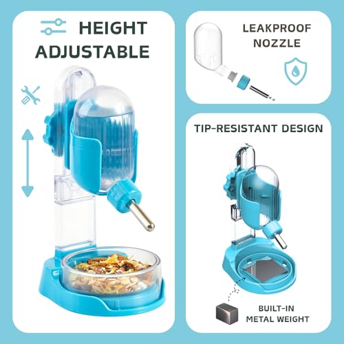 Hamster Water Bottle with Stand, 3.4 oz Water Dispenser with Food Bowl for Syrian Dwarf Hamster Mouse Rat Degu - size: Freestanding