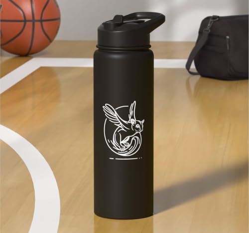 Sugar Glider Line Art Animal Lover Stainless Steel Insulated Water Bottle - color: Black