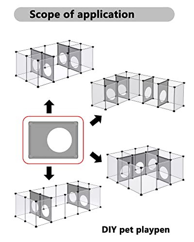 DINMO 4 Plastic Panels with Game Holes, Playpen Accessories, 11.8" x 15.7" | Grey Transparent, For DIY Cube Small Animal Playpen, Idea for Creating Exercise Fence or Exploration Maze - style: Grey Plastic Panel - 4 pcs