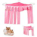 Guinea Pig Hideout, Small Animal Hideout Corner Fleece Tent with Hammock | Guinea Pig Cage Accessories for Bunny, Chinchilla, Hamster (Pink, 30x40x30cm)