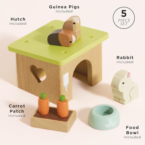Le Toy Van - Adorable Wooden Daisylane Bunny & Guinea Accessories Play Set for Dolls Houses | Girls Dolls House Furniture Sets - Suitable for Ages 3+ (ME045)