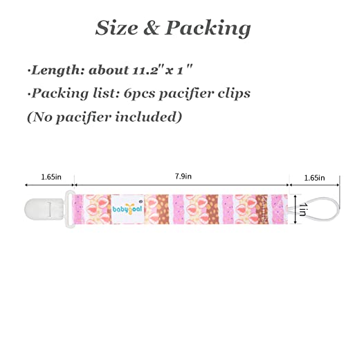 babygoal Pacifier Clips, 6 Pack Binky Paci Holder Leashes Fits for Most Baby Pacifiers and Binkies - color: chocolate,cake