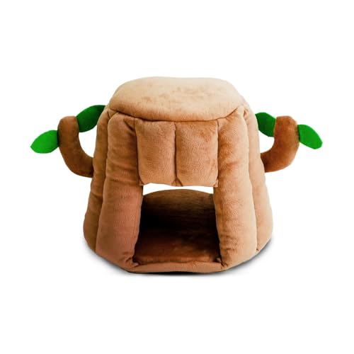 GuineaDad Tree Stump Hidey – Guinea Pig Bed & Hideout | Small Animal Bed & Cozy Guinea Pig House | Plush Tree Stump Hut & Hideaway for Rabbits & Pets (Small)