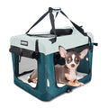 JESPET Soft Dog Crates Kennel for Pets, 3 Door Soft Sided Folding Travel Pet Carrier with Straps and Fleece Mat for Dogs, Cats (8-Teal Blue, Small(24" L x 16.5" W x 16.5" H)) - color: 8-Teal Blue