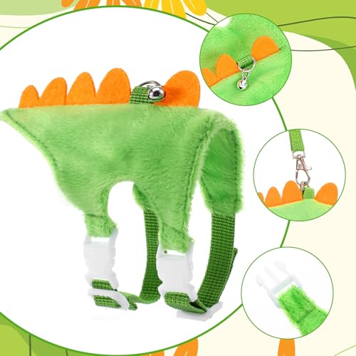 Ferret Harness and Leash Set Small Animals Vest Harness with Safe Bell Dinosaur Shaped Comfort Adjustable Vest Walking Clothes for Ferret Hedgehog Guinea Pig Rabbit Teacup Chihuahua Small Pet