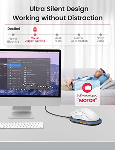 Vaydeer Ultra Slim Mouse Mover, Air 3 Mouse Jiggler with Adjustable Interval Timer, Undetectable & Noiseless, Simulates Realistic Movement, Driver-Free Shaker for Keeping The PC Active (Misty White) - color: Misty White, style: Button Control