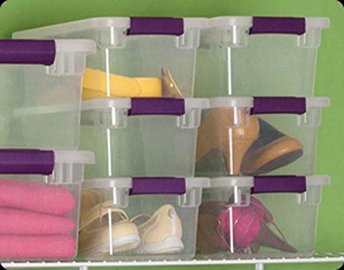 Sterilite 17511712 6 Quart Clearview Latch Storage Container with Plum Handles - size: 6 qt