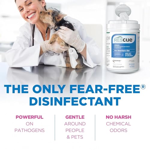 REScue One-Step Disinfectant Cleaner & Deodorizer Wipes for Vet Use – Cleaner for Kennels, Litter Boxes, Vet Offices, Pet Grooming Surfaces, Pet Items – Wipes Canister, 160-Count (4 Pack) - size: Canister (4 Pack) Wipes
