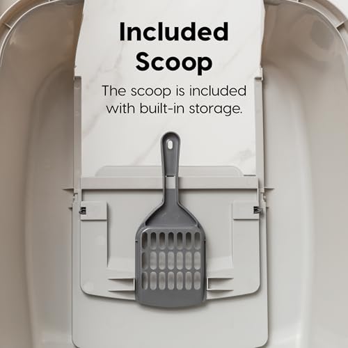 IRIS USA Large Front Door Cat Litter Box, Walk-in Entry, Gray | Easy Access Needs, Private Enclosure Design, Covered Walk-Through, Contained Environment, Privacy Hood - color: Dark Gray w/ Scoop, style: Jumbo Enclosed