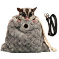 Sugar Glider Bonding Pouch Warm Travel Carrier Hamster Nest & Strap (Grey) | Extra-thick plush carrier for sugar glider & hamster. Features multi-hole ventilation, ideal for short travel with small pets - color: Grey
