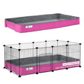 Paw Inspired Reversible Critter Box, C&C 2x4 (12-Inch Grids), Gray/Pink | Washable Fleece Cage Bedding for Guinea Pigs Rabbits, Hamsters, Small Animals, Edge Protected Pee Pads - color: Gray/Pink, size: 2x4 (12" Grids)