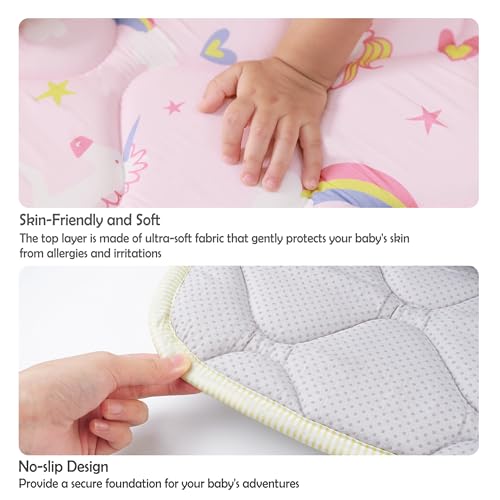 Viviland Baby Play Mats for Floor, Thicken Playmat for Baby and Toddlers Infants, 71" x 59" Playpen Mat, Non-Slip & Machine Washable - Pink Unicorn - color: Pink Unicorn, size: 71" X 59"