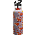 Kids Water Bottle with Straw,Fox Bottle Vacuum Insulated Stainless Steel Travel Mugs Tumbler For Sport School Outdoor 20 oz - color: Brown Fox