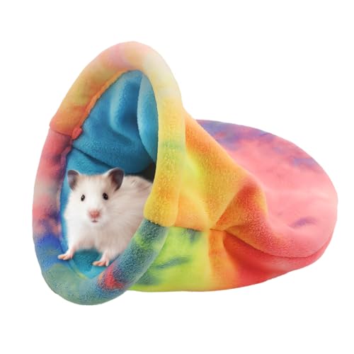 MiOYOOW Hamster Sleeping Bag, Fleece Guinea Pig Bed Soft Small Animal Warm Hideout for Hamsters Guinea Pigs Ferrets - color: yellow pink