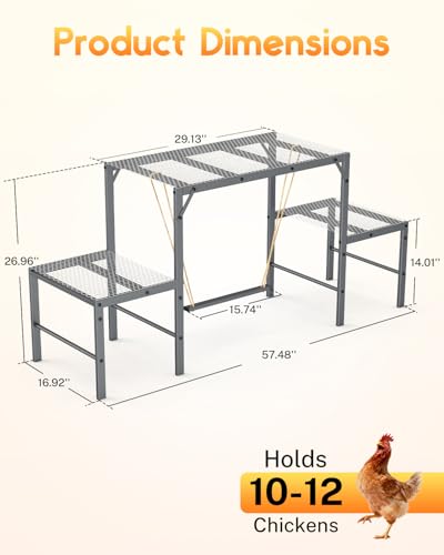 Magicfly Chicken Perch Swing in Coop for 10-12 Chickens, Easy to Assemble | Metal Chicken Roosting Bar, Multi-Level Design Chicken Ladder, Large Capacity Chicken Playground for Coops, Backyard Farms