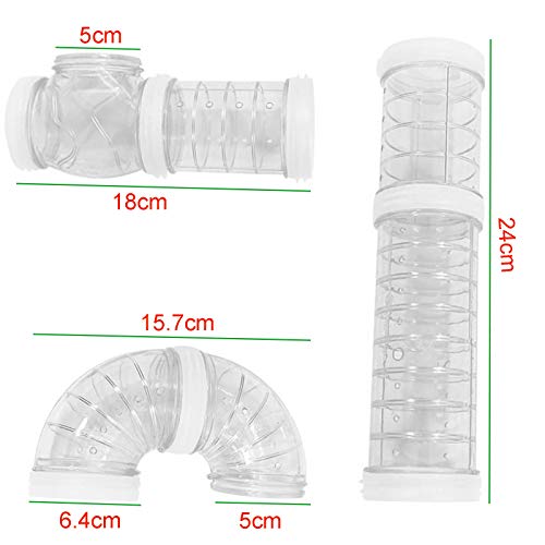 Hamster Tube Set, 8 Pack Transparent Curved Pipe Pet Cage Tunnel Hamster Toy DIY Creative Connection Tunnel External Sports Tube for Mouse Rat and Other Small Animal