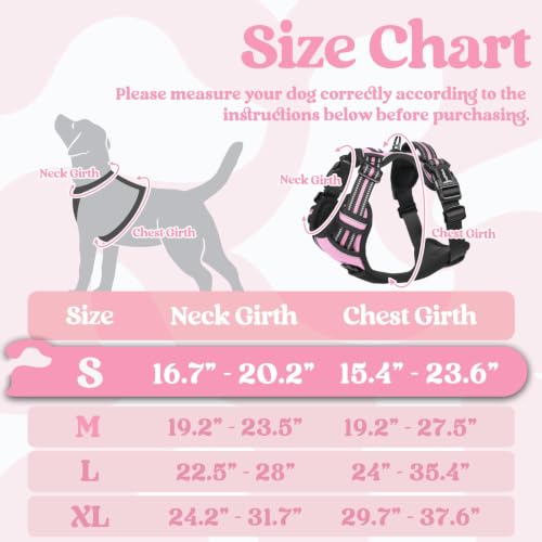 rabbitgoo Dog Harness Small Sized, Updated Easy On & Off with 3 Buckles | No Pull No Choke, Walking with 2 Clips and Handle, Adjustable Soft Reflective, Pink, Small - color: Pink, size: Small