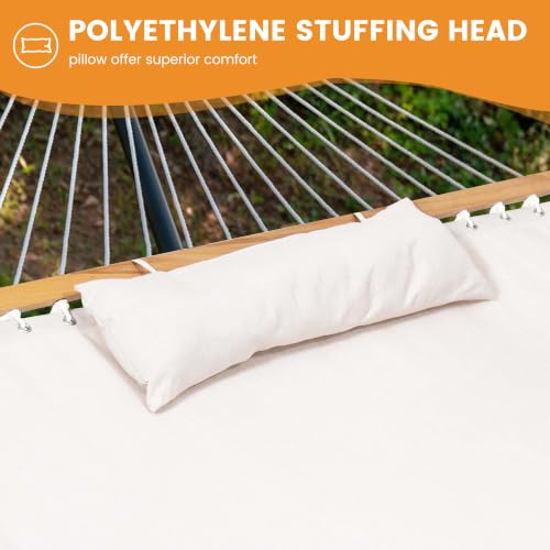 Lazy Daze Hammocks 12 FT Sunbrella Fabric Hammock Non-Fading with Spreader Bars and Free Pillow Fits for 2 Persons, All Weather and Fade Resistant for Patio Yard, 450 lbs Capacity, Cast Pumice - color: Cast Pumice
