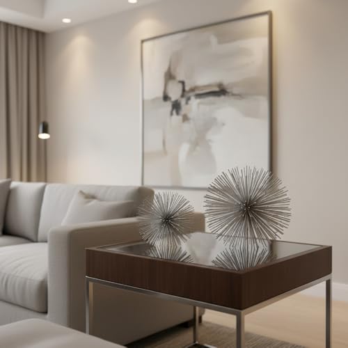 Modern Day Accents Erizo Spiked Large Silver Sphere, L - color: Silver, size: Large